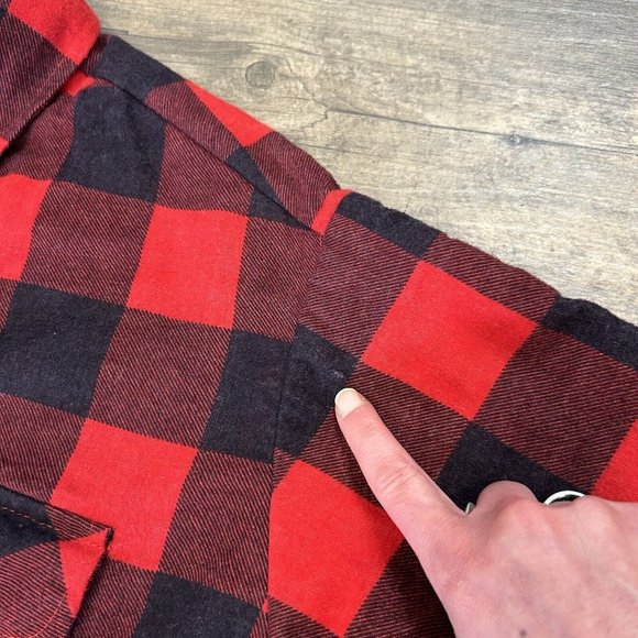 Vintage Van Heusen Winter weights Red Plaid Flannel Shirt Jacket Men XL Lined - Picture 7 of 10
